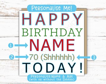 Personalised Age & Name Birthday Card