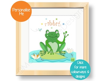 Personalised Frog Art Print - available in three mount sizes 20,30,40cm.