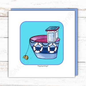 Carte bateau de pêche côtière - Pour les anniversaires et plus encore ! Cartes nautiques et impressions d'art lumineuses et gaies.
