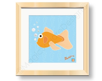 Retro Goldfish Art Print - available in three mount sizes.