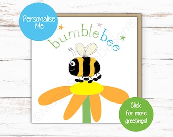 Personalised Bumblebee & Flower Card - For Buzzy Birthdays and More!