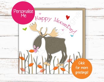 Personalised Munchy Moose Card - For Birthday wishes & more!