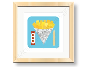 Seaside Chip Cone Coastal Art Print - available in three mount sizes.