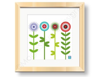 Scandi Flower Garden Art Print - Available in three mount sizes!
