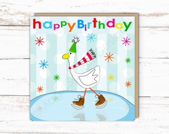 Skating Duck 'Happy Birthday' Card