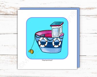 Coastal Fishing Boat Card - For Nautical Birthdays & More!