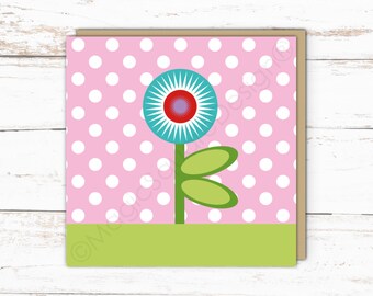 Polka Dot Flower Card - for Floral Birthdays & More!