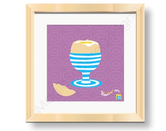 Retro Boiled Egg Art Print - Available in three mount sizes 20,30,40cm
