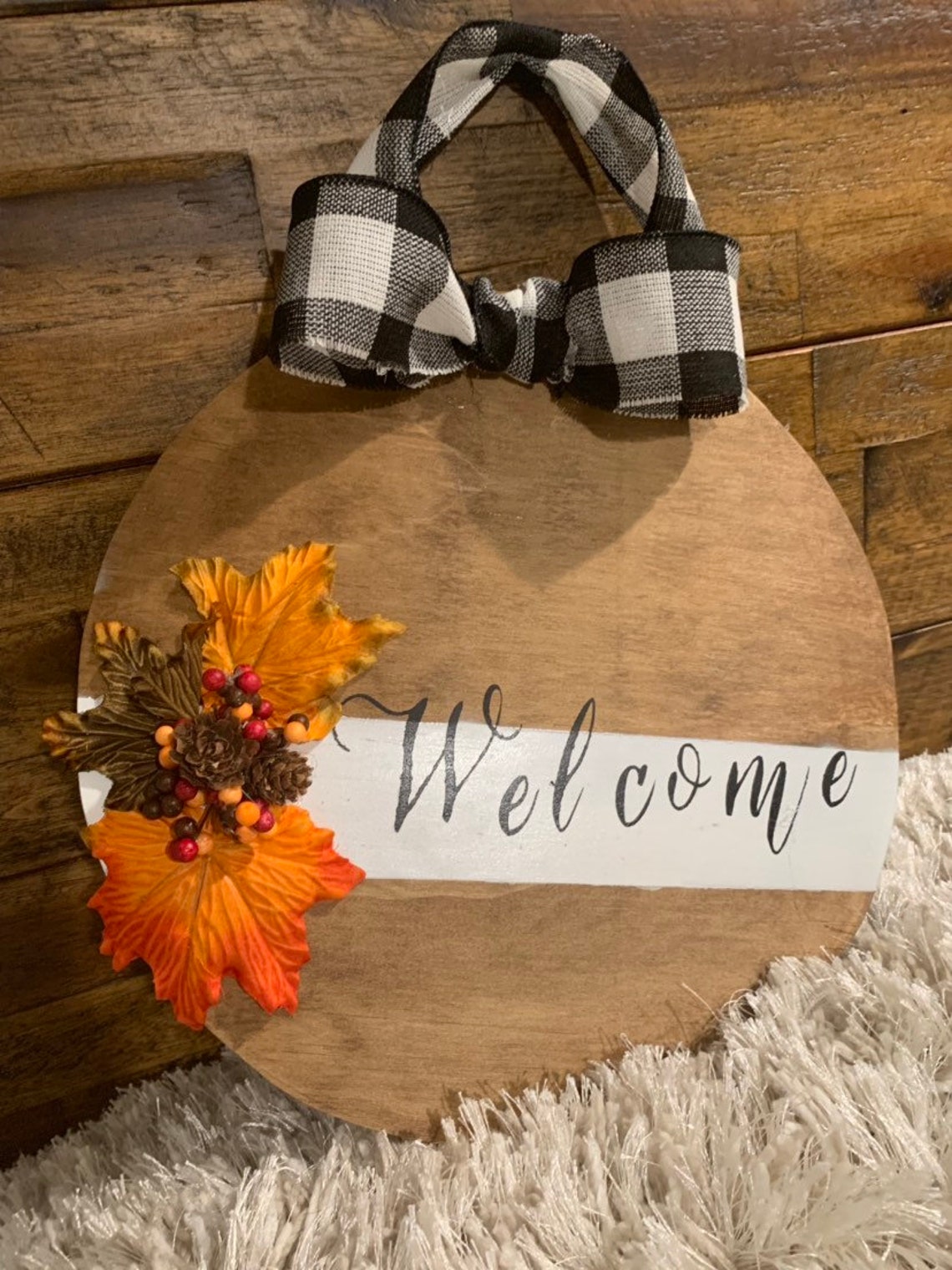 Round Wood Door Hanger for Fall Etsy UK