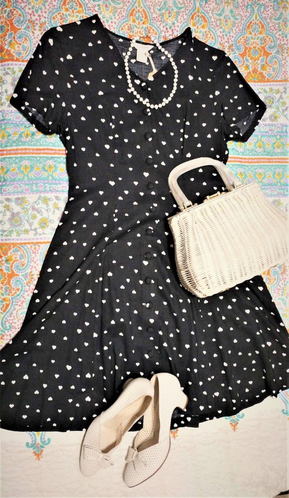 Vintage Ellen Ashley Heart Print Sheath Dress | Po