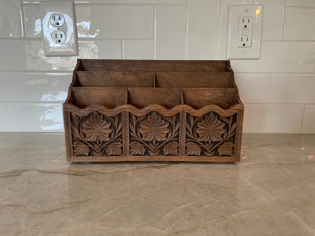 Vintage Mail Sorter Letter Organizer Woodlook Wooden Plastic Etsy