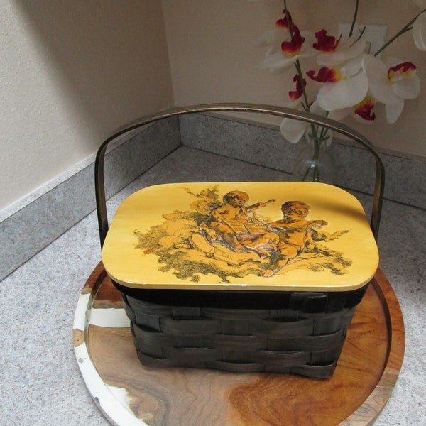 Vintage Wood Basket Etsy