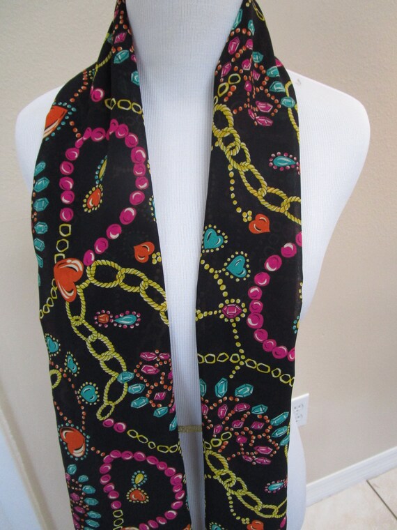 MS CHAUS Scarf / Jewel Print Scarf / Vintage Long… - image 2