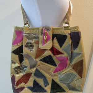Monedero de piel de reptil multicolor vintage - Bolso de mano / Por: Original de Caprice / Hecho en los EE. UU.