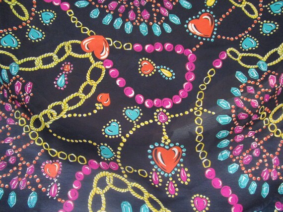 MS CHAUS Scarf / Jewel Print Scarf / Vintage Long… - image 4