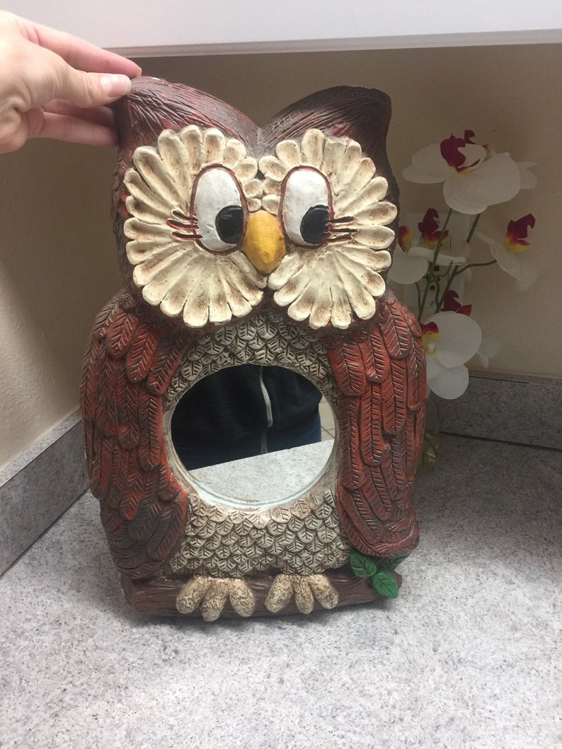 Large Owl Mirror/ Ceramic Owl Mirror Etsy