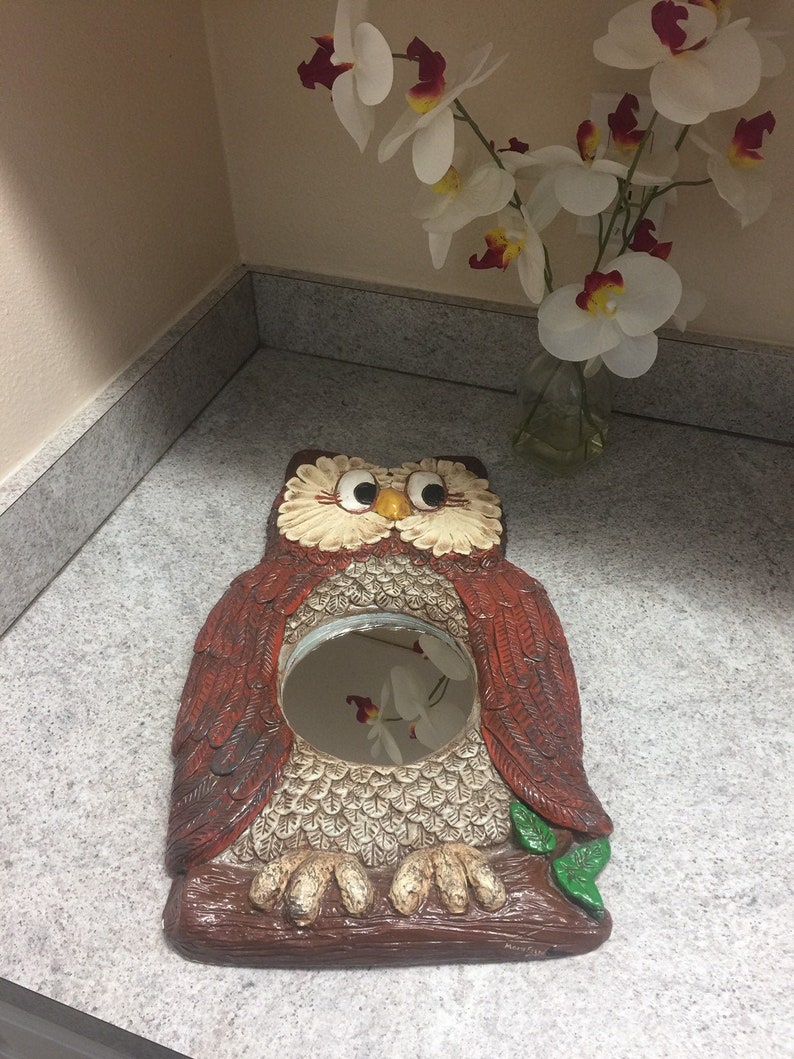 Large Owl Mirror/ Ceramic Owl Mirror Etsy