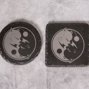 Moogle Ying Yang Final Fantasy Slate Coaster