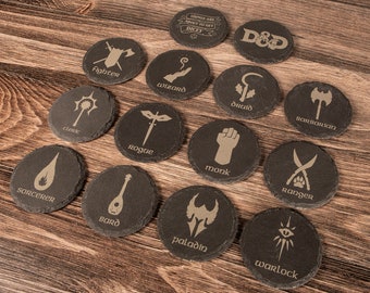 Dungeons and Dragons Class Slate Coasters