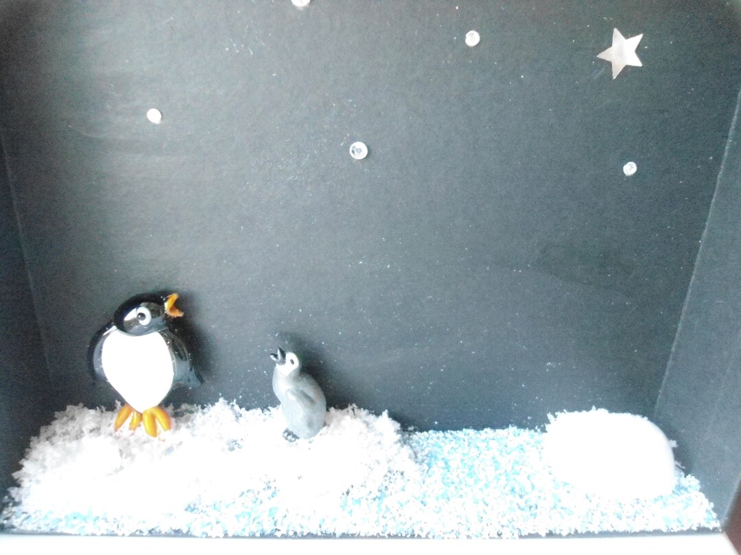 Hand Made Penguin Dioramas, Starry Night and Lonely Penguin - Etsy UK