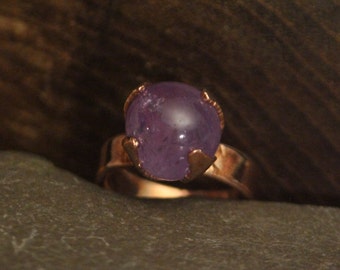Amethyst Sphere Copper Ring // Crystal Ball Ring // Copper Electroformed Jewelry