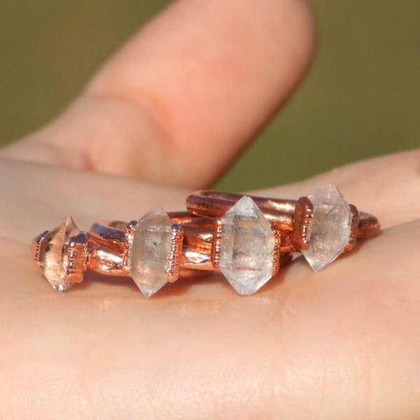 Herkimer Diamond Ring // Electroformed Copper Jewelry