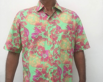 シャツ 80s' Vintage COSI flower design  shirts 80s Floral Shirt by Cosi L'uomo Short Sleeve Men's Shirt, Unisex