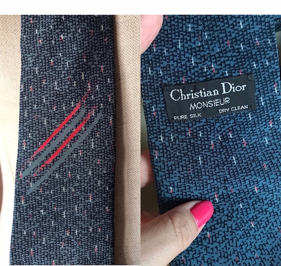 Christian Dior Monsieur, Silk, Novelty, Modernist 80s Vintage