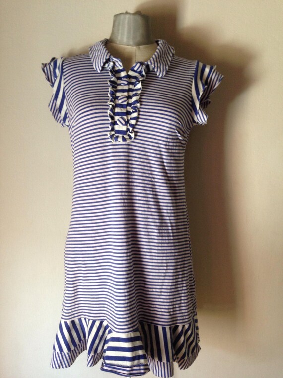 Blue 90's vintage ruffled, flouncy Marinera dress… - image 2