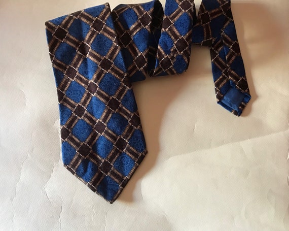 Pierre Cardin 80s rhombus brown and blue necktie … - image 5