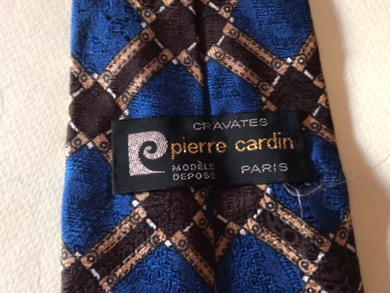 Pierre Cardin 80s rhombus brown and blue necktie … - image 6