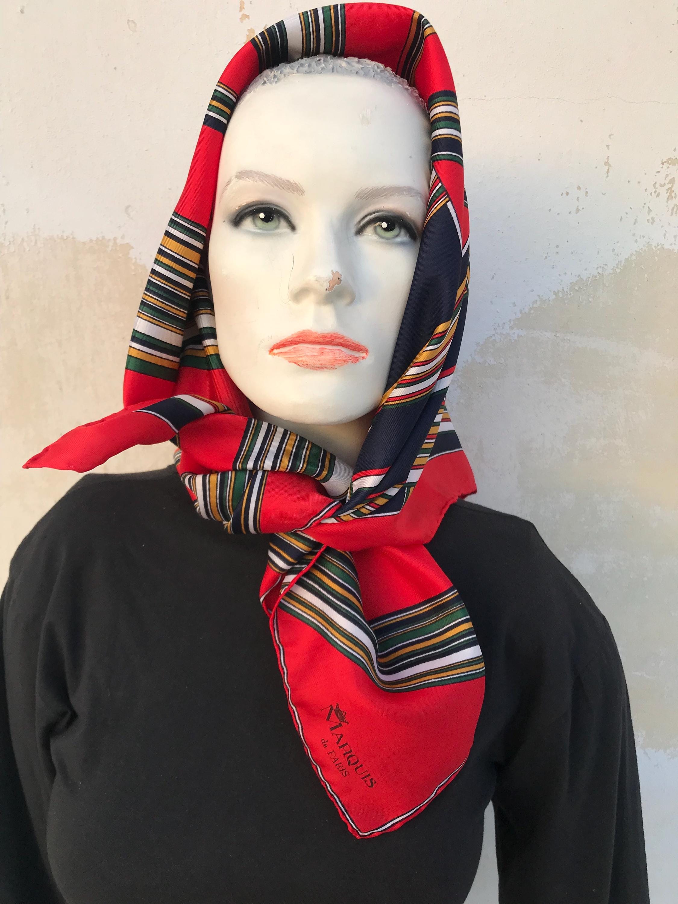 Marquis De Paris 60s Vintage, All Silk Scarf Mainly in Red 