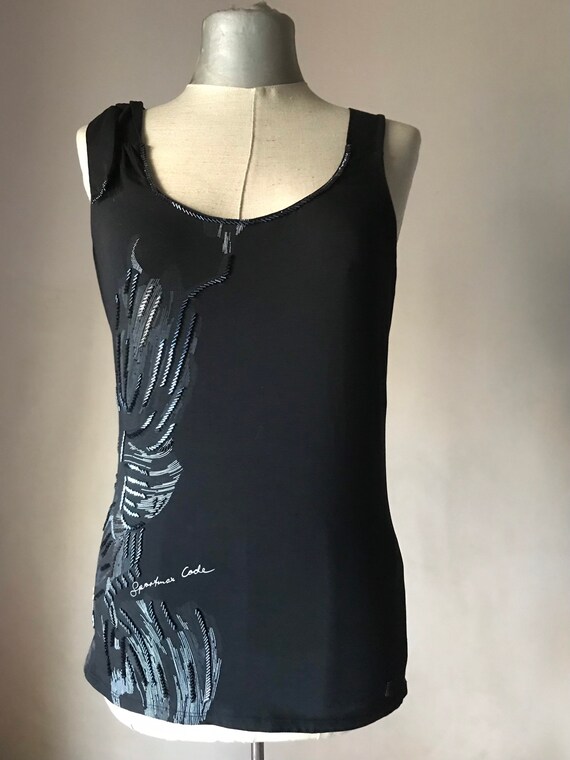 Sportmax Code 90 年代のビンテージ ブラック タンクトップ。肩に  