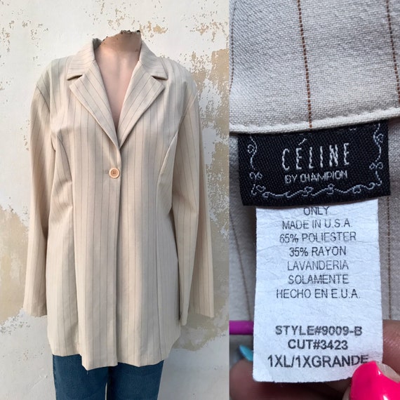 Céline by Champion 80s Vintage Long One Button Blazer With Light