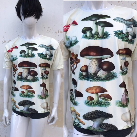 Mushroom Species Fun 90s Vintage T-shirt for Men, Club Kid, Rave 