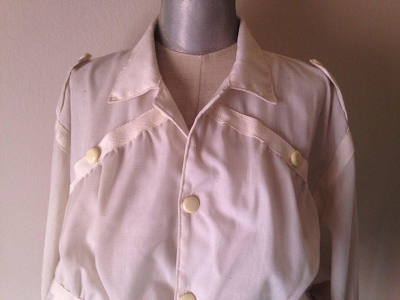 Iconic White Linen Unisex Flax 80's Jacket in Loose Bomber Style