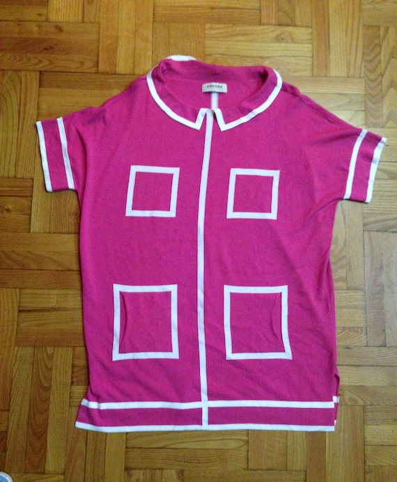 Shocking pink geometric squared colorblock mini d… - image 8