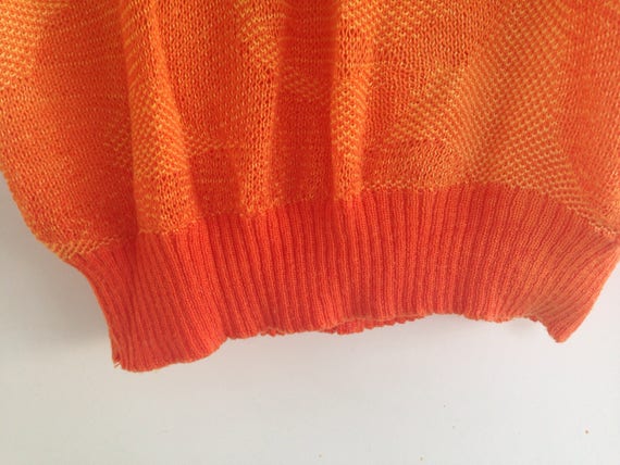 80's Original Vintage Sweet Orange Knit Top With Beautiful