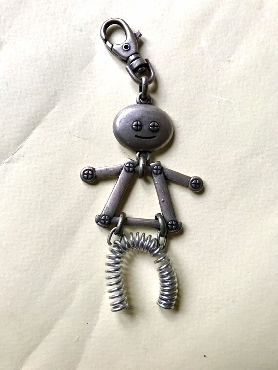 Robot metallic keychain/charm, 80s vintage, unusu… - image 5