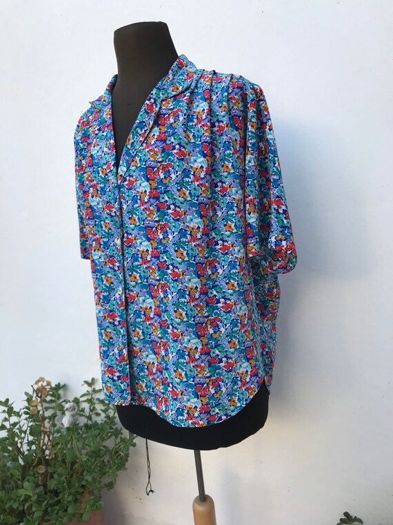 Ditsy floral retro shirt from the early 1980s, lo… - image 4