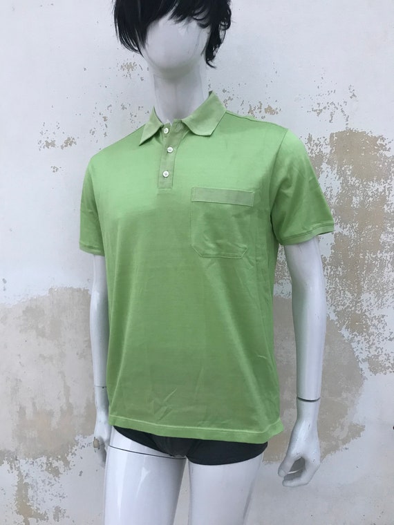 Balmain Paris Y2K Vintage Polo Shirt for Men in Lime Green