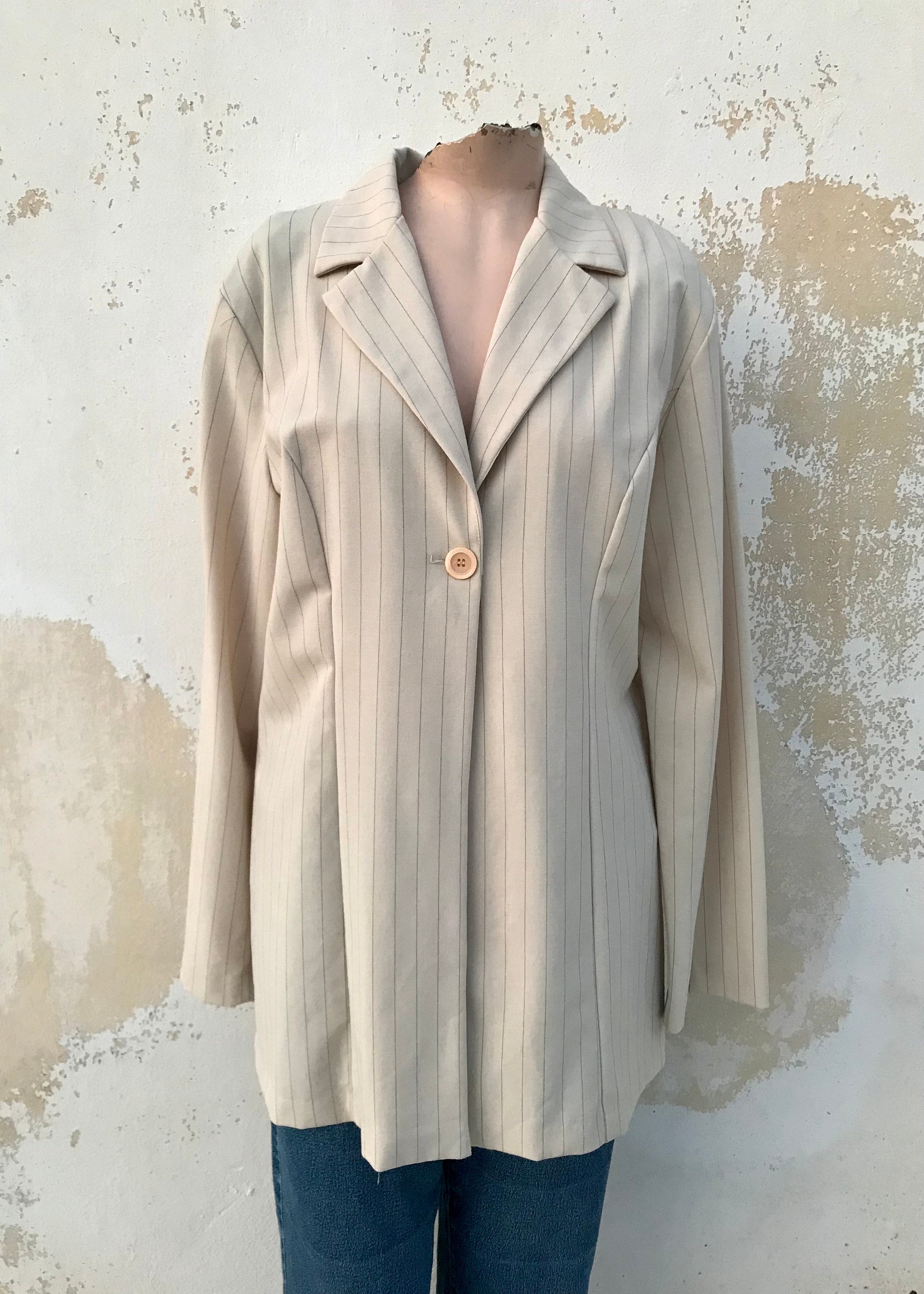 Céline by Champion 80s Vintage Long One Button Blazer With