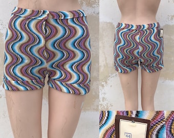 70年代 ショートパンツ イエロー グリッドプリント ホットパンツ