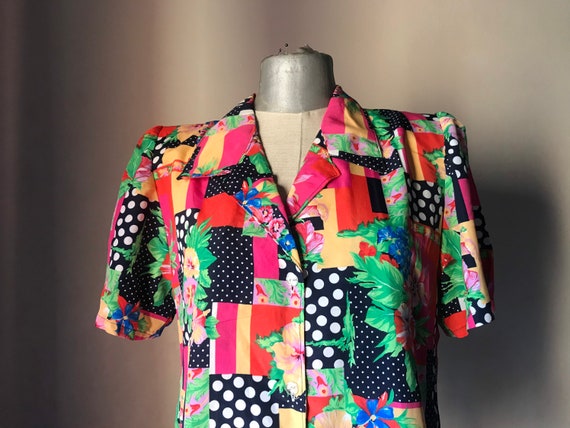 Colorful lightweight 80s vintage blazer featuring… - image 2