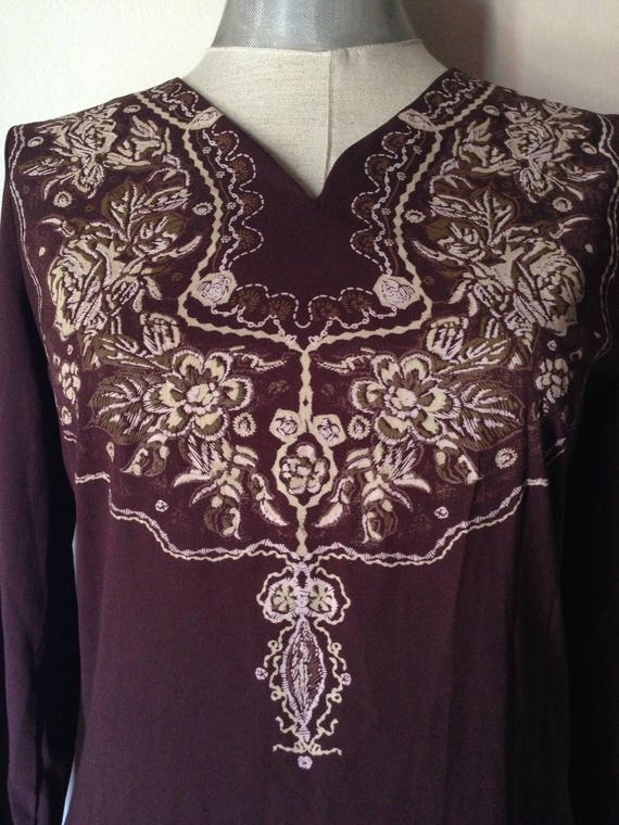 Brown long ethnic boho-hippie style sheer tunic, … - image 2