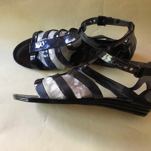 Black gladiator jelly ankle sandals, 90s vintage, unused / Size: EUR 38 / 7.5 USA  / 5.5 UK