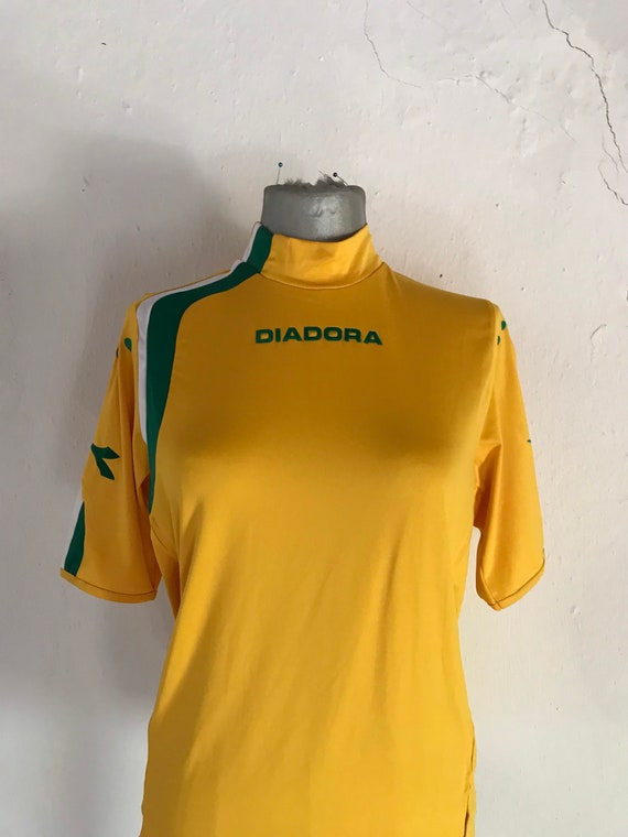 Athletic Diadora Jersey Men's Mockneck Blouse 90s Vintage Does 70s