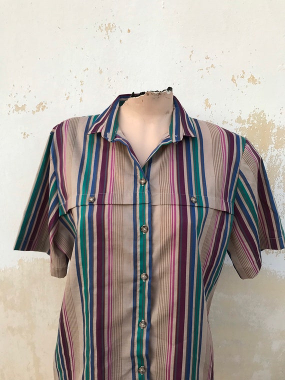 Koret of California striped buttoned mens shirt i… - image 2