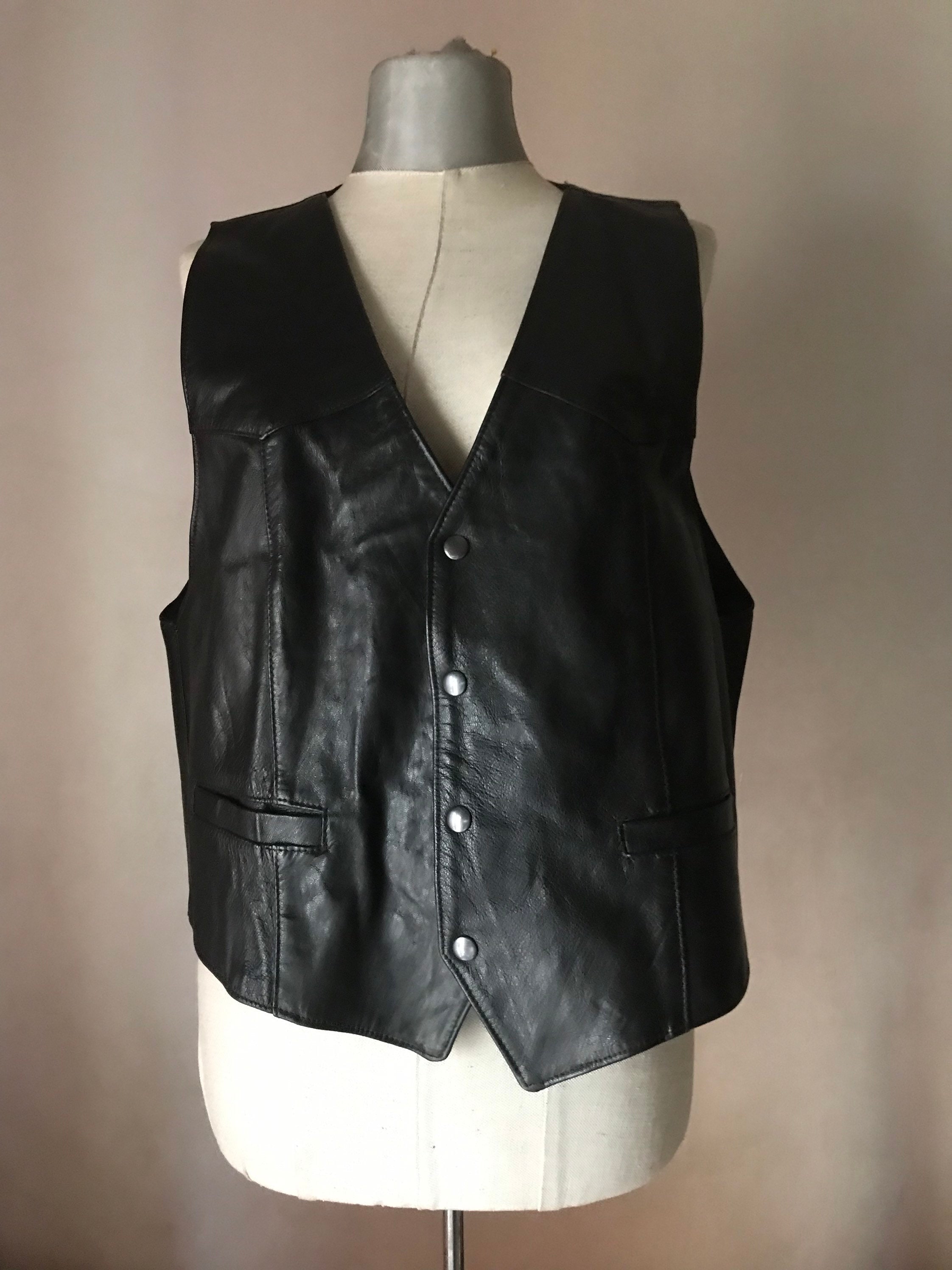 Vintage Amarcord Motorcycle Vest M Zip Punk Cafe Racer 80s