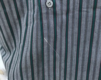 Chemise Vintage Generra Homme XL - Verte Rayée Coton - Années 90 Y2K - Avec Défauts